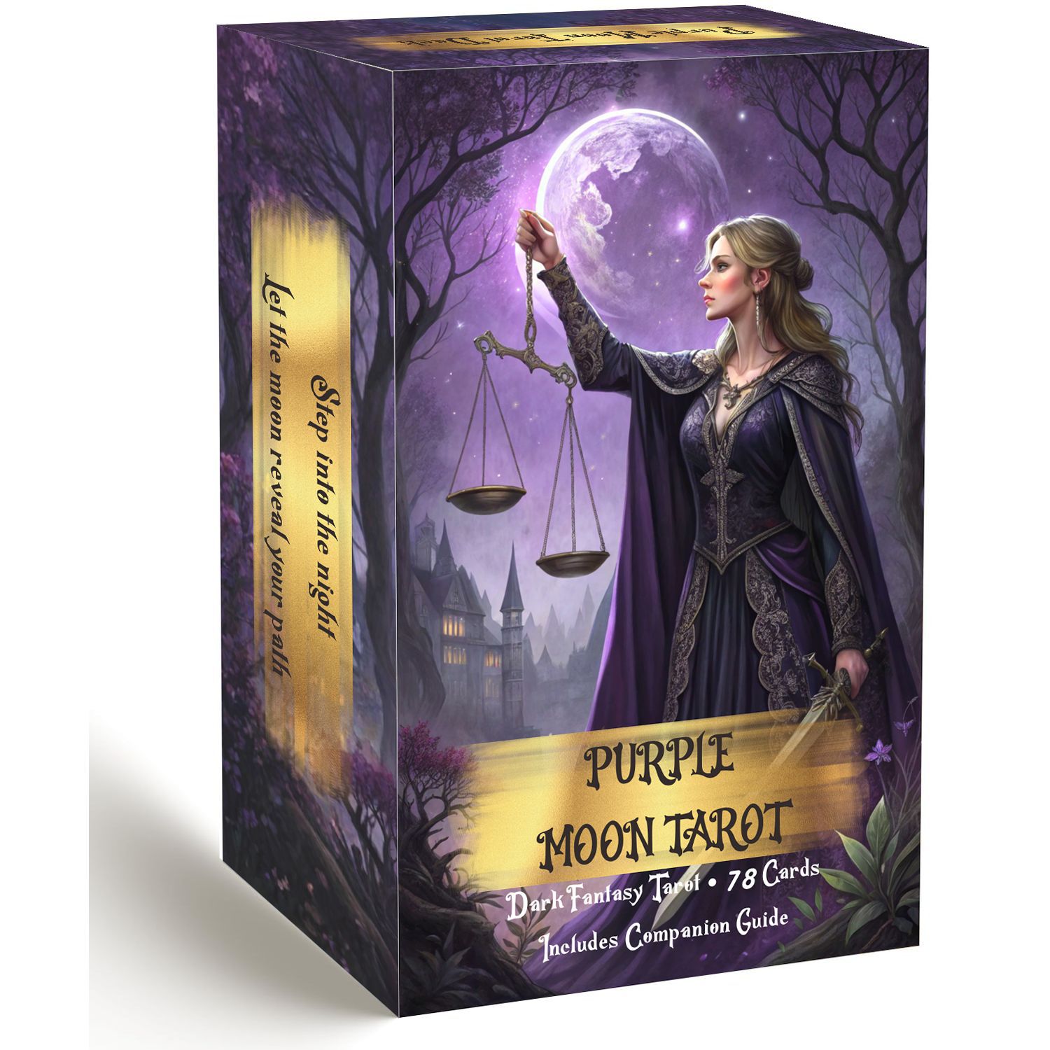 Tarot Cards Deck With Guidebook - Purple Moon Tarot-Kartenset mit Anleitungsbuch, 78-teiliges