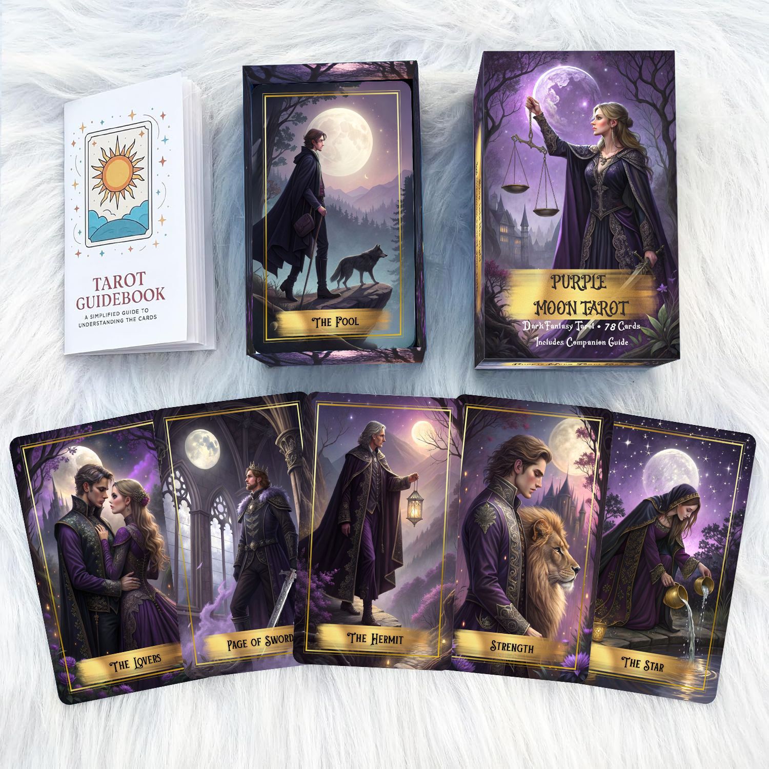 Purple Moon Tarot-Kartenset mi – Tarot Cards Deck With Guidebook Bewertung und Preis